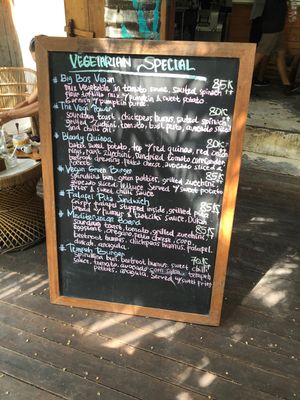 Whole board of veg specials at Bukit Cafe in Pecatu