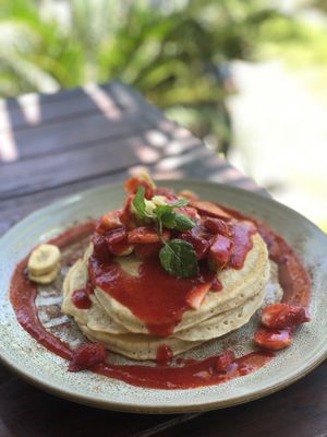 Vegan pancakes at Bukit Cafe in Pecatu