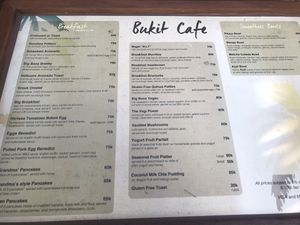 Menu at Bukit Cafe in Pecatu