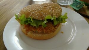 Burger at Kuan Im Yok in Vientiane