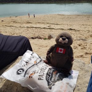 At the beach at Philp's Famous Pasties in Hayle