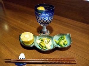 Otoshi and drink, served in an Edo style glass at Itoya in Matsumoto