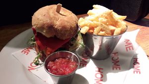 Mushroom & bhaji burger at Home in Manchester