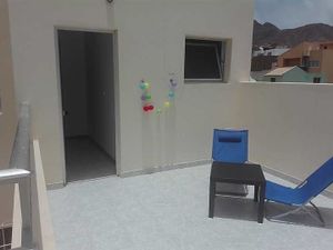 Roof top terrace at Simabo's Backpackers' Hostel in Mindelo