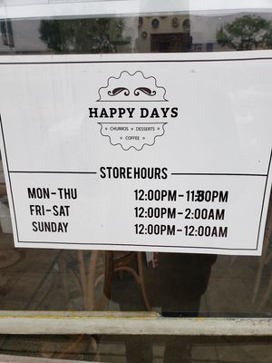 Hours at Happy Days Cafe in Sherman Oaks