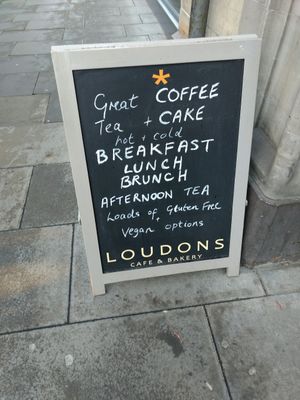 the sign at Loudons Cafe and Bakery - Fountainbridge in Edinburgh