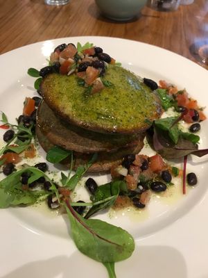 Loudons gluten free and vegan superfood savoury pancakes  at Loudons Cafe and Bakery - Fountainbridge in Edinburgh