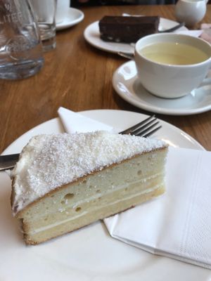 Loudons new pineapple coconut cake with coconut icing at Loudons Cafe and Bakery - Fountainbridge in Edinburgh
