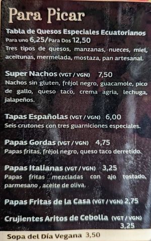 Vegetarian menu page 4 of 6, February 2023 at El Gringo y la Gorda  in Latacunga