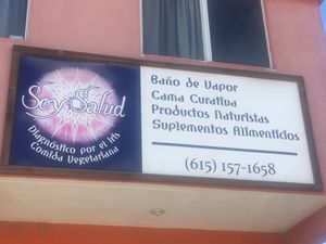 look for this second floor sign, the restaurant is underneath at Soy Salud in Guerrero Negro