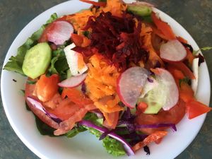 great salad and they have an olive oil-based salad dressing on the side that is great  at Soy Salud in Guerrero Negro