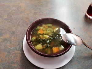 Freshly cooked soup at Soy Salud in Guerrero Negro