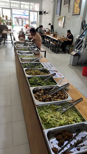 The self service vegan buffet   at BoDe Chay in Phu Quoc