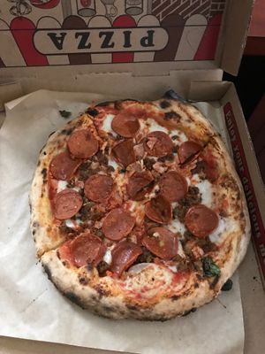 Amazing vegan pizza  at Bare Knuckle Pizza in Oakland