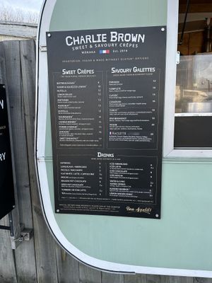 Menu  at Charlie Brown's Crepes - Food Trailer in Wanaka