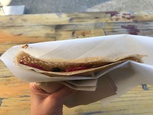 Sweet crepe (dark chocolate with strawberry) at Charlie Brown's Crepes - Food Trailer in Wanaka