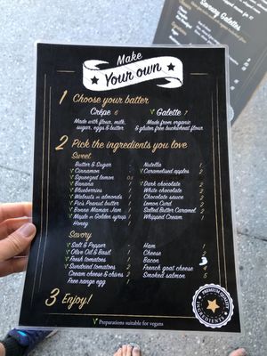 Menu at Charlie Brown's Crepes - Food Trailer in Wanaka