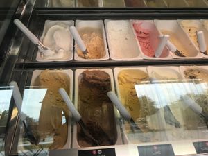 Ice cream displayer at Black Peak Gelato in Wanaka