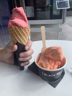 Raspberry and blood orange  at Black Peak Gelato in Wanaka