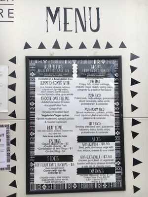 Menu close up at Burrito Craft - Food Trailer in Wanaka