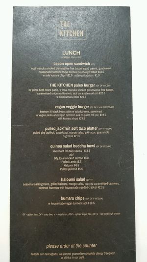 Lunch Menu ~ April 2018 at The Kitchen in Nelson