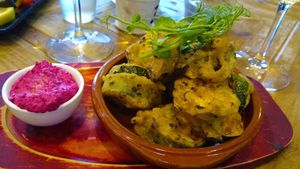 Courgette fritters at Brizola Bar and Grill in Clitheroe