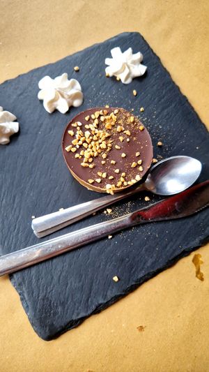 Cake with peanuts, caramel, oat flakes anchd chocolate at OH Ficomaeco in Brescia