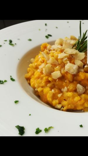 Orzotto zucca e castagne at OH Ficomaeco in Brescia