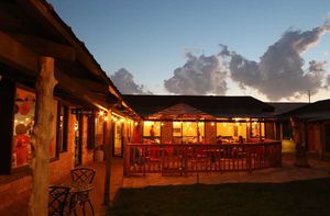 Courtyard dining at night at Cocina de La Sirena in Lubbock