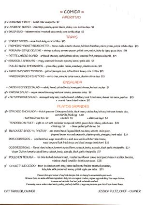 Menu from Nov. 22, 2017 at Cocina de La Sirena in Lubbock