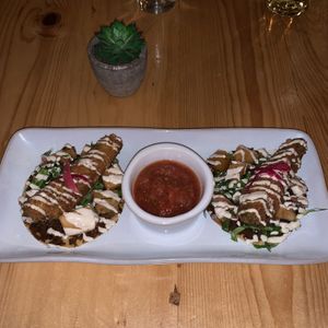 Vegan Fried Avocado Tostadas  at Cocina de La Sirena in Lubbock