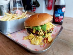 Nachos Moving Mountains burger at Happy Friday Kitchen  in Oxford