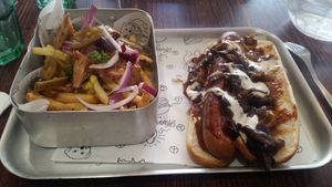 Loaded fries and hotdog at Happy Friday Kitchen  in Oxford