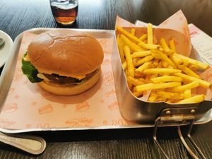 Cheeze burger and fries meal at Happy Friday Kitchen  in Oxford