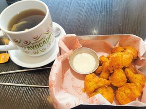 Buffalo cauliflower and mint tea at Happy Friday Kitchen  in Oxford
