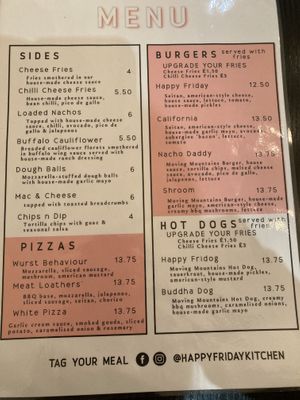 Menu  at Happy Friday Kitchen  in Oxford