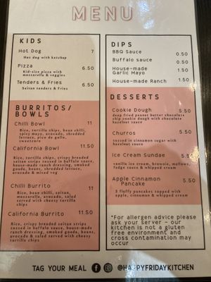 Menu  at Happy Friday Kitchen  in Oxford