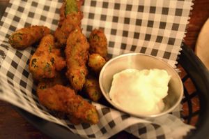 Deep fried pickles at Happy Friday Kitchen  in Oxford