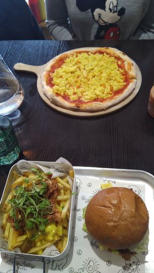 mac and cheese pizza
Loaded fries with mac daddy burger at Happy Friday Kitchen  in Oxford