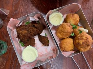 Dough balls and seitan tenders at Happy Friday Kitchen  in Oxford