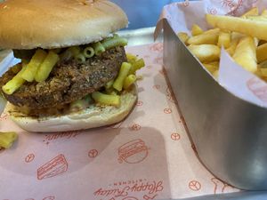 Mac burger at Happy Friday Kitchen  in Oxford