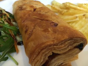 The legendary vegan sausage roll  at Bean Social in Durham