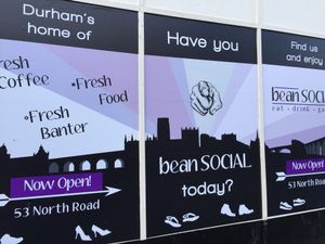 Promo posters around town  at Bean Social in Durham