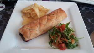 Vegan sausage roll at Bean Social in Durham