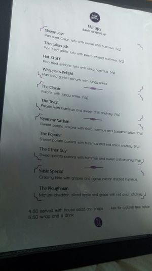 Menu 2 at Bean Social in Durham