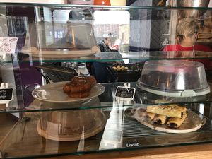 Cakes and sausage roll at Bean Social in Durham