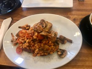 Posh beans with mushrooms. at Bean Social in Durham
