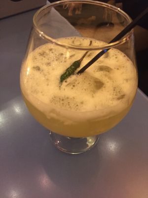 Spicy repasado drink at Mia Tapas Bar & Restaurant in Ithaca