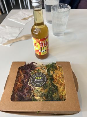 Five salad and kombucha   at Eat Unique in Athlone