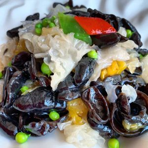 Black, white and golden fungus at Elaine's in Beijing